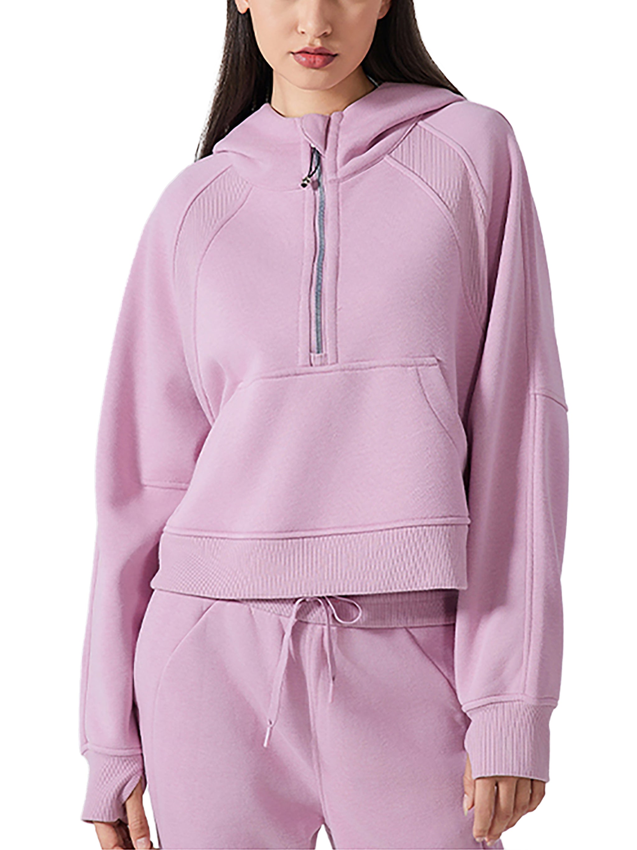 Cropped Half Zipped Hoodie