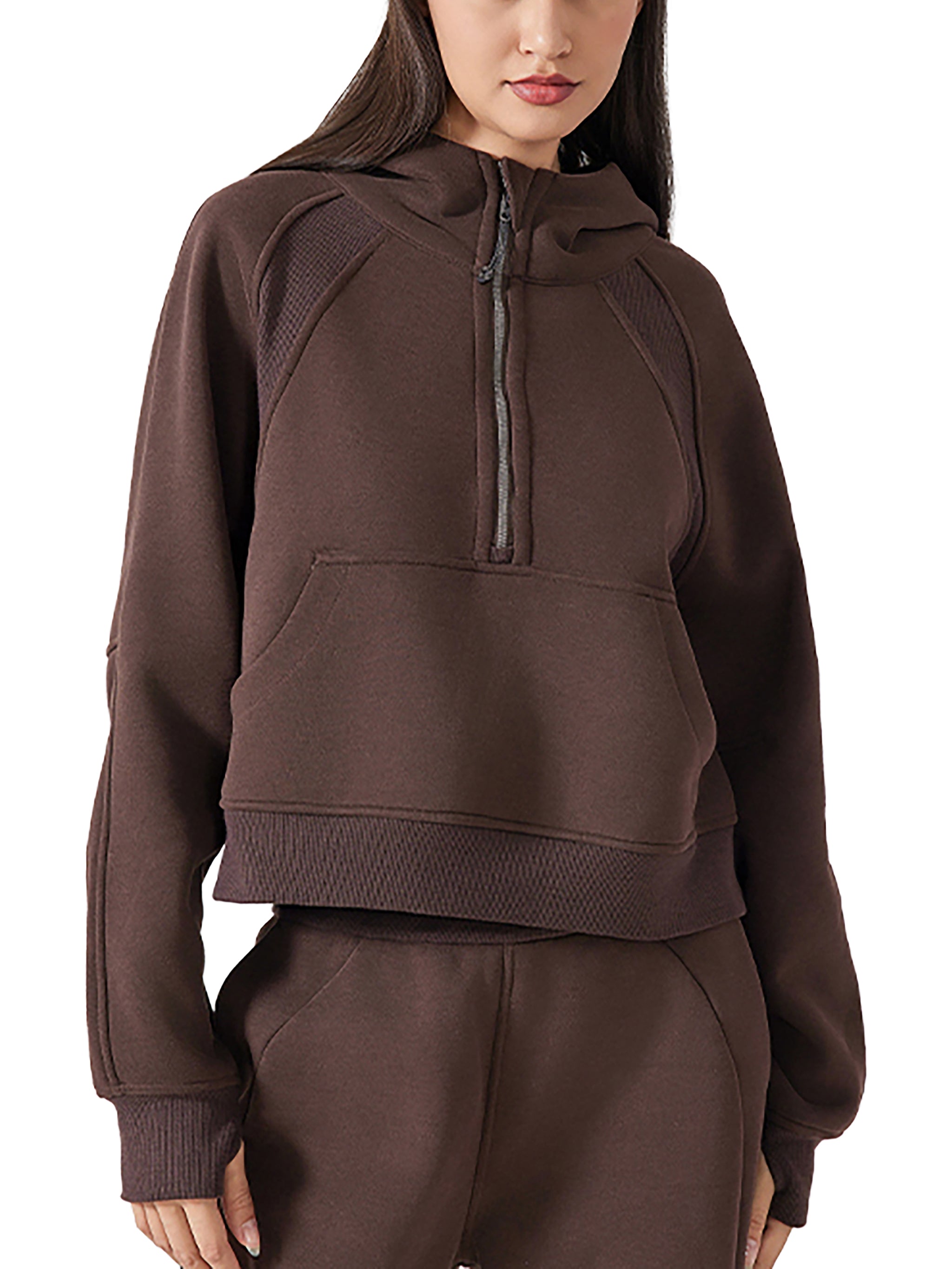 Cropped Half Zipped Hoodie