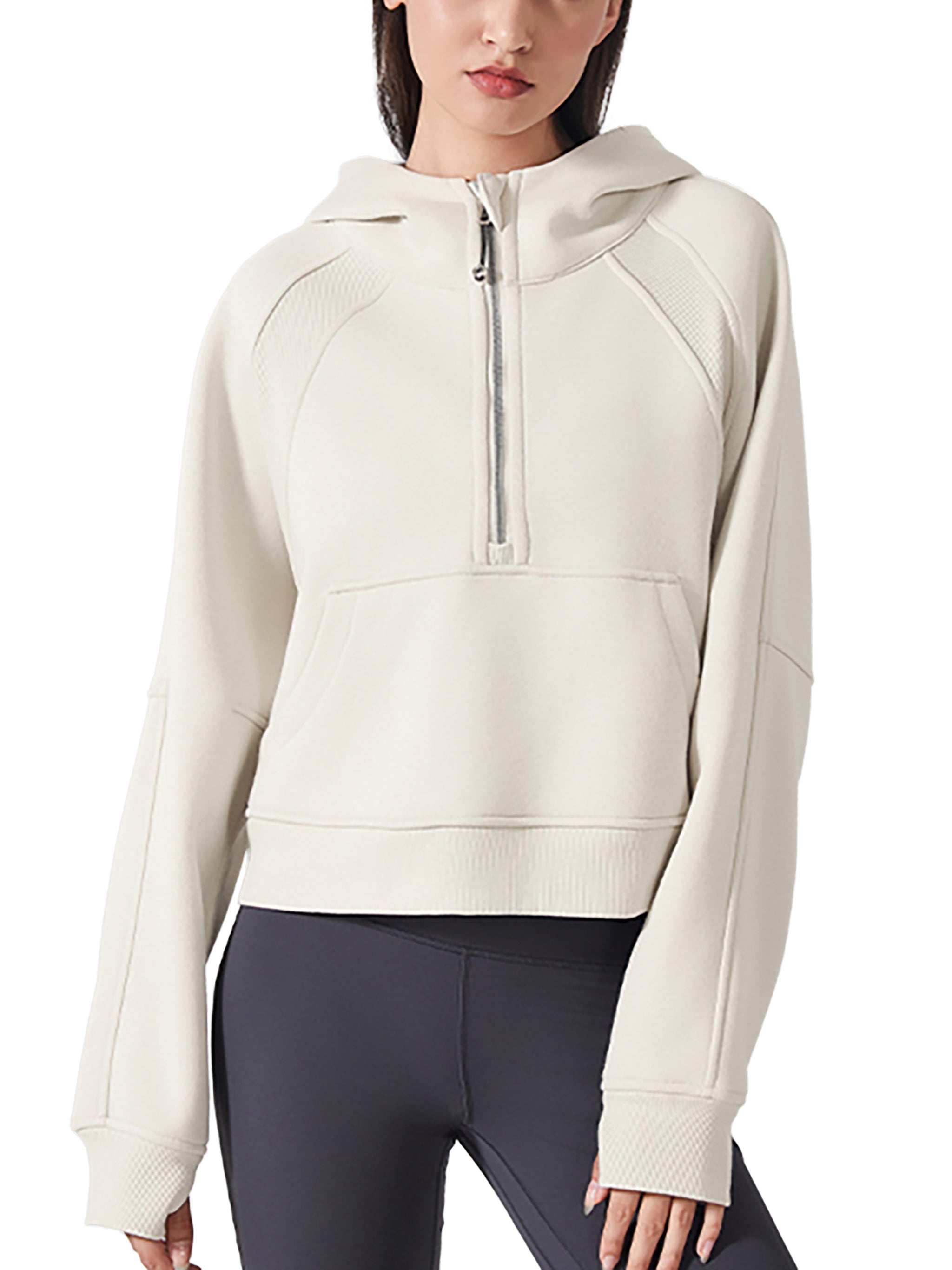 Cropped Half Zipped Hoodie