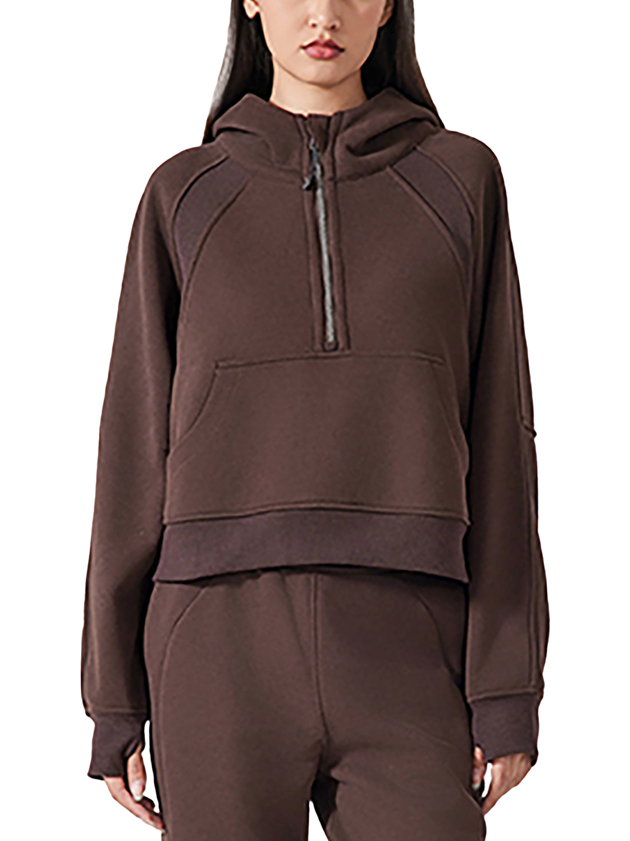 Cropped Half Zipped Hoodie