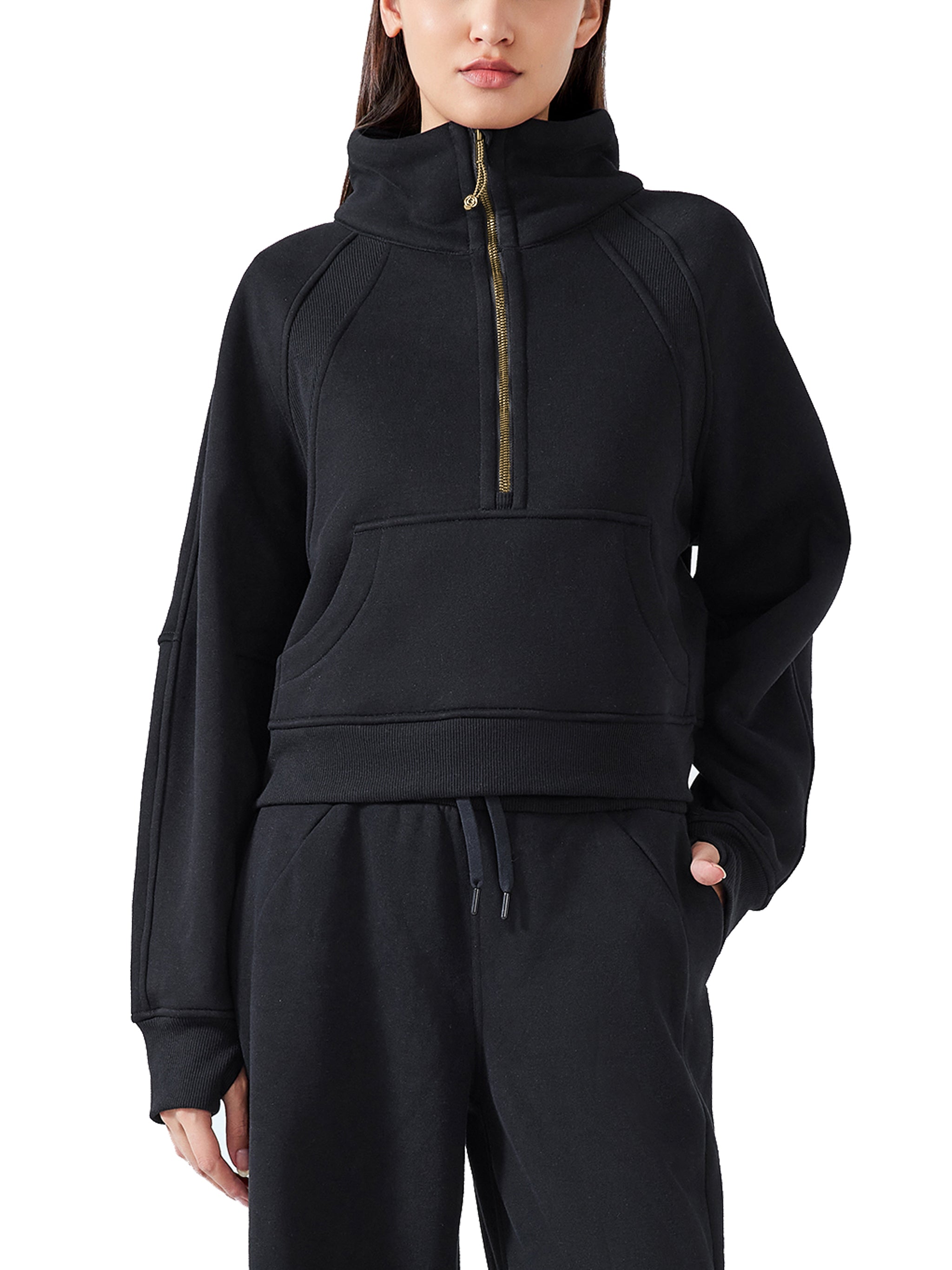 Cropped Half Zipped Sweatshirt