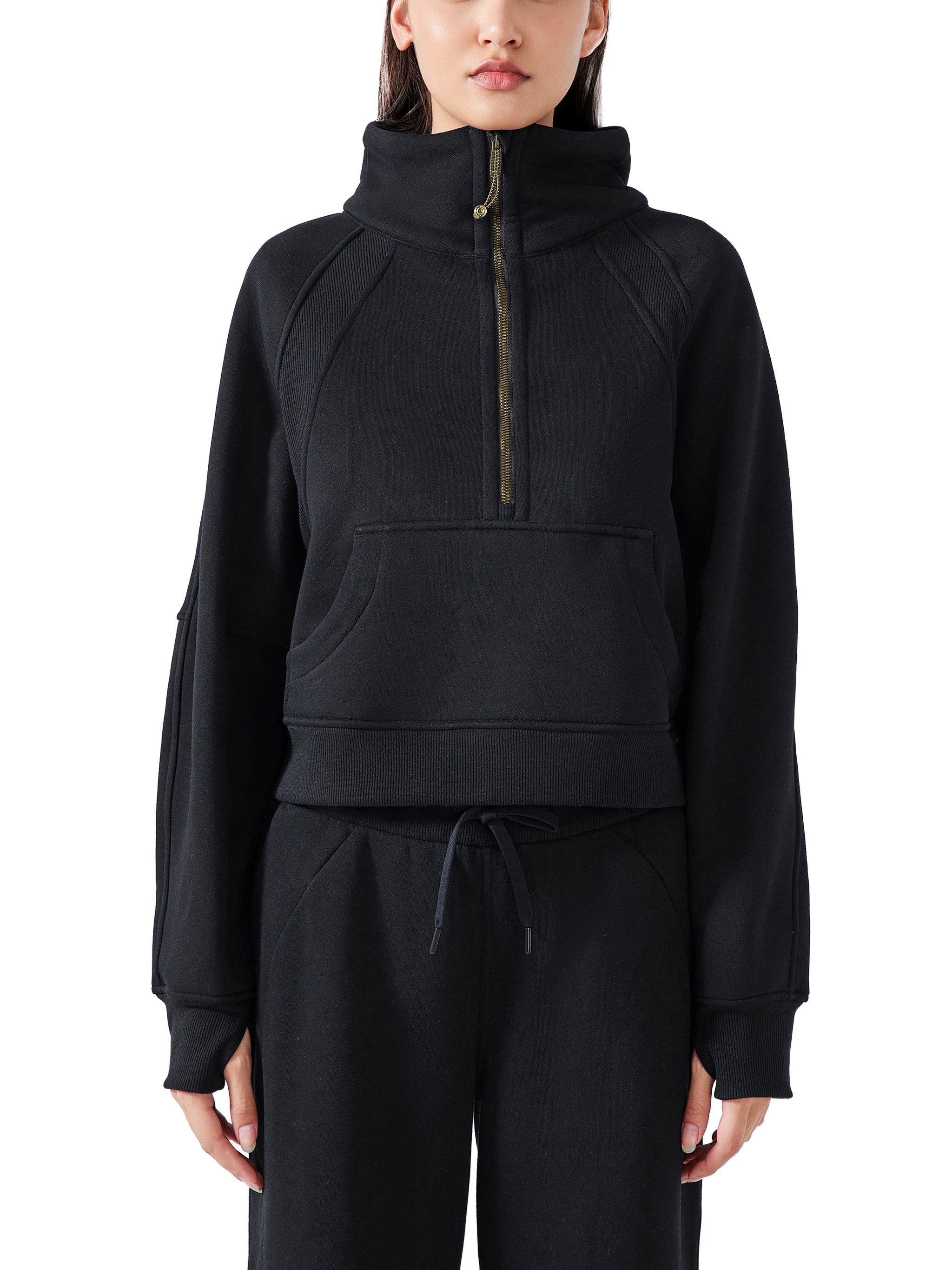 Cropped Half Zipped Sweatshirt
