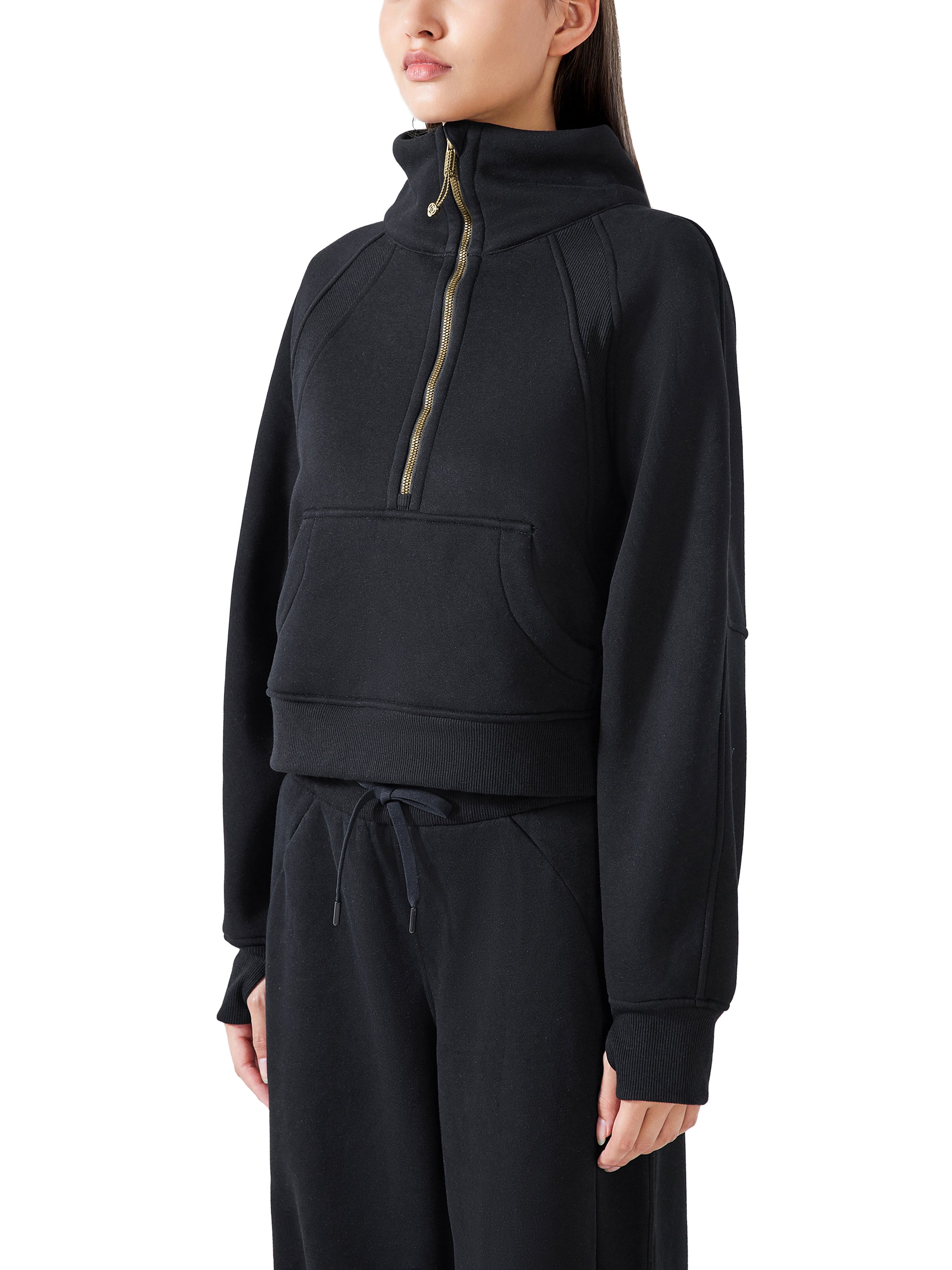 Cropped Half Zipped Sweatshirt