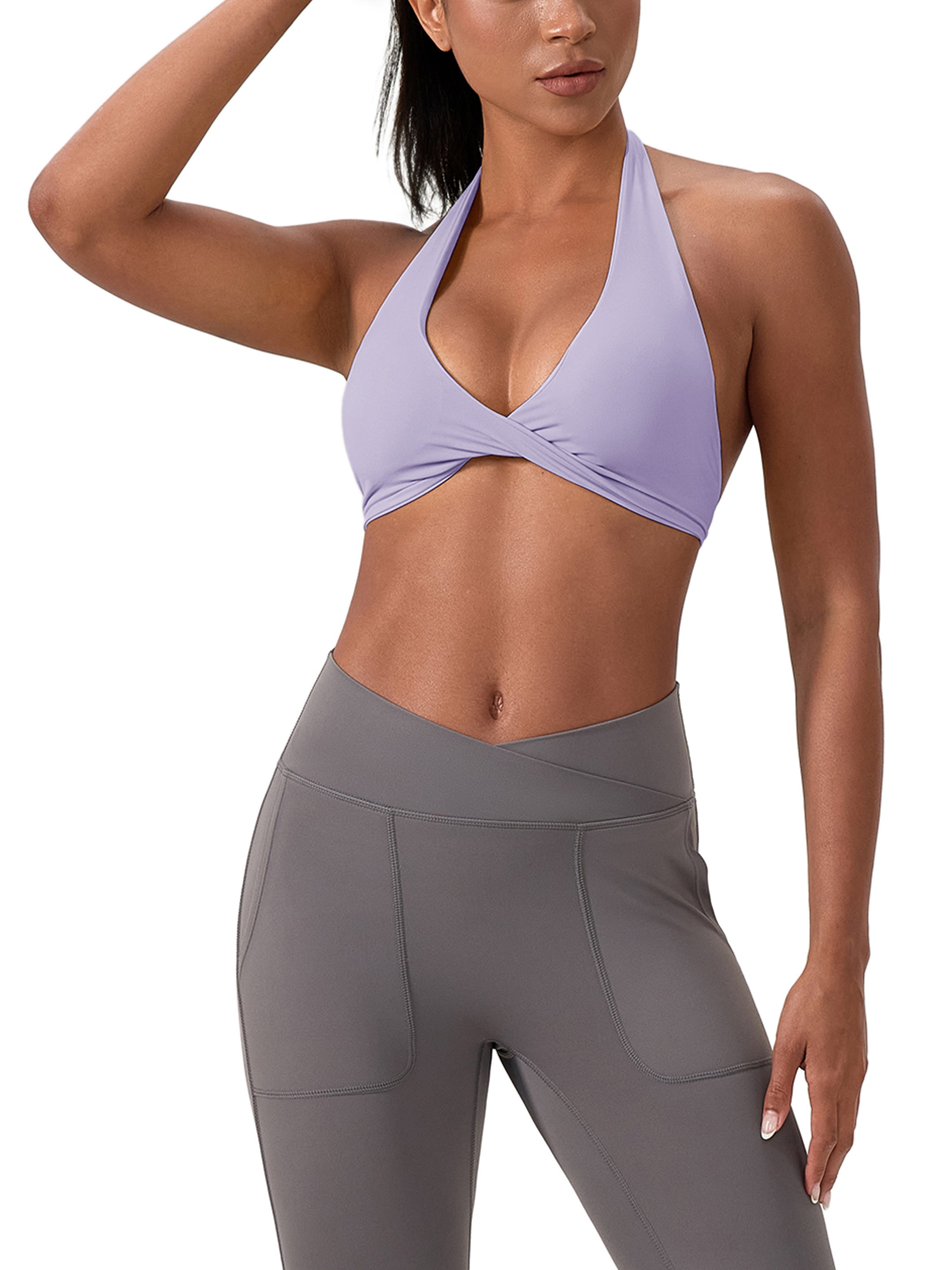 Pleated Halter Sports Bra